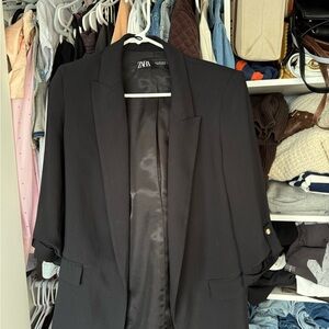 Zara Black Sport Coat with Lapel Collar